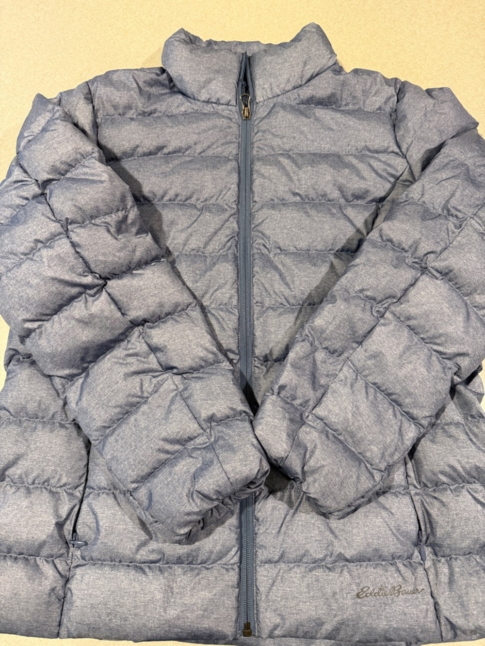 Eddie Bauer Womens Heather Blue Quilted Puffer Jacket